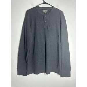 G.H.Bass  Gray Mens Size L Cotton Blend Three-Button Henley Shirt
